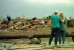 An unidentified couple watches as volunteers and rescue workers dig through the debris of a recycling facility in Jarrell, Texas. The plant was destroyed by a tornado on May 27, 1997. © Temple Daily Telegram/Matthew Crawley